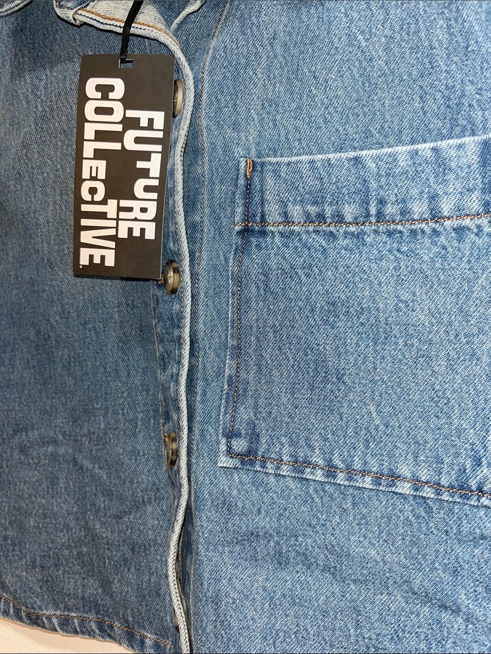 Cropped Light Blue Denim  Sleeveless Button-Front Tank size M - Picture 6 of 6